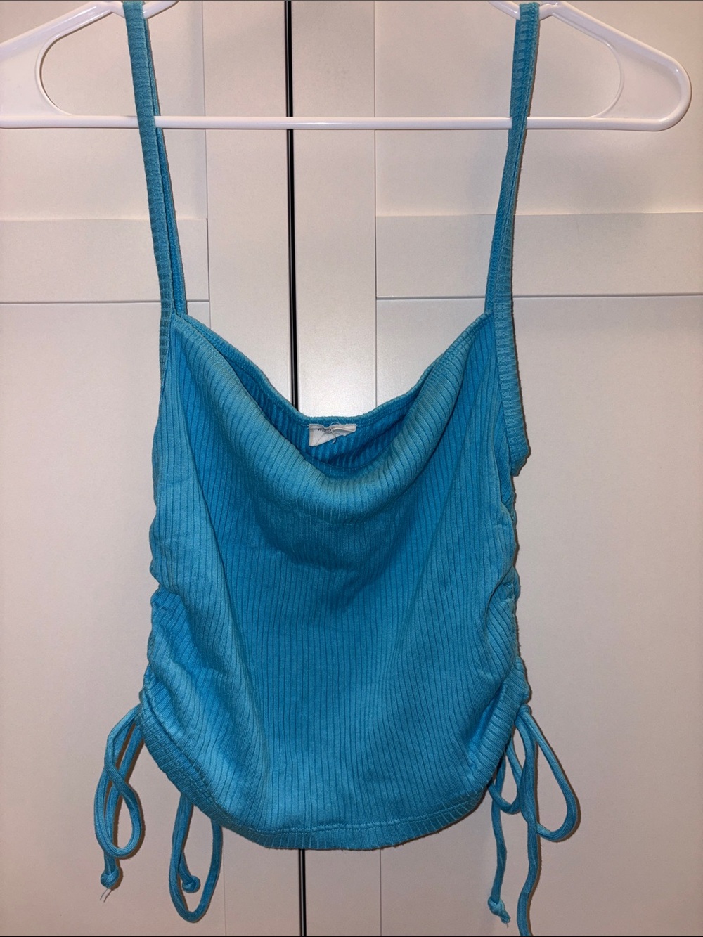 Wilfred Blue Ribbed Cowl Neck Tank Top